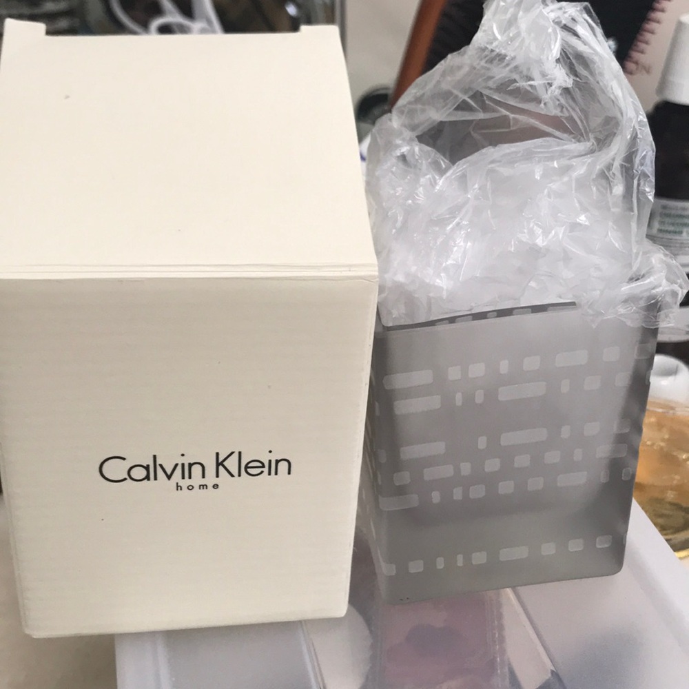 Calvin Klein Home Silver Wastebasket